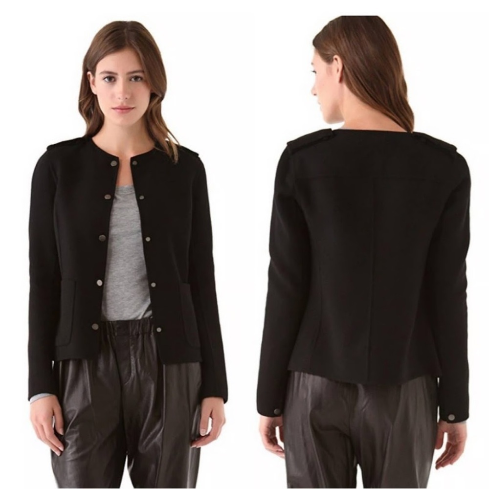Vince Wool shrunken Women's Black snap Button-Up crop Jacket Sz S / 8